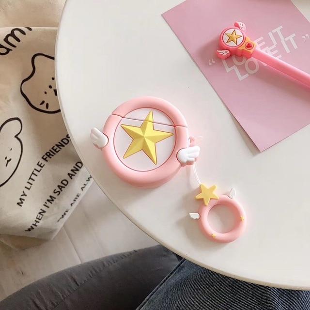 Baby Pink Star with Wings Premium AirPods Case Shock Proof Cover