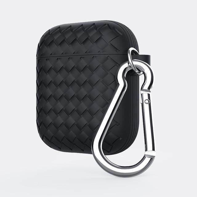 Black Basket Weave AirPods Case Shock Proof Cover