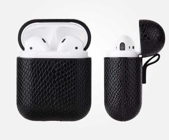 Black Boa Snakeskin AirPods Case Shock Proof Cover