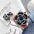 Black Camellia Flower Premium AirPods Case Shock Proof Cover