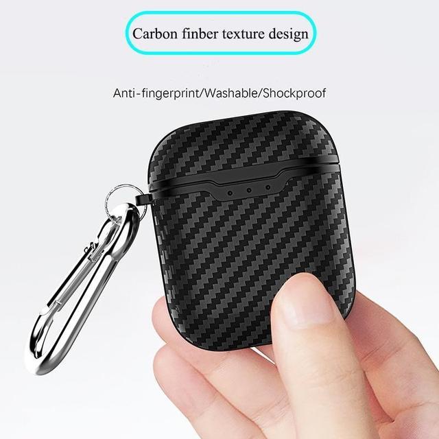 Black Carbon Fiber Airpod Case Shock Proof Cover