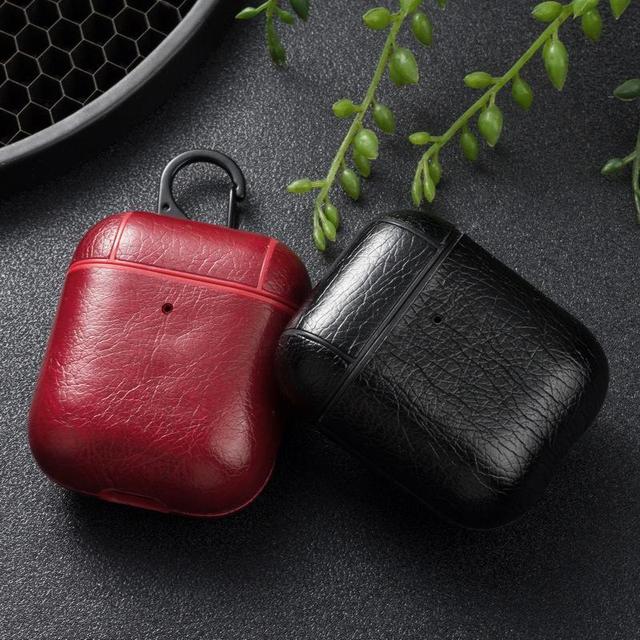 Black Leather AirPods Case Shock Proof Cover