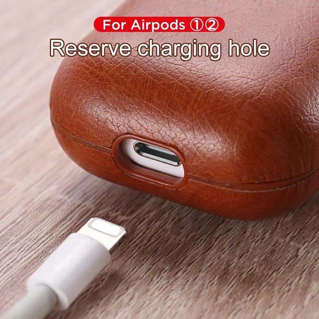 Brown Leather AirPods Case Shock Proof Cover