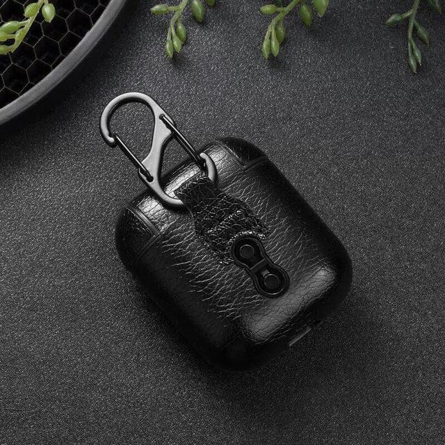 Black Leather AirPods Case Shock Proof Cover