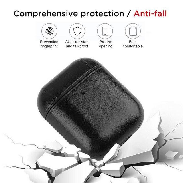 Black Leather AirPods Case Shock Proof Cover