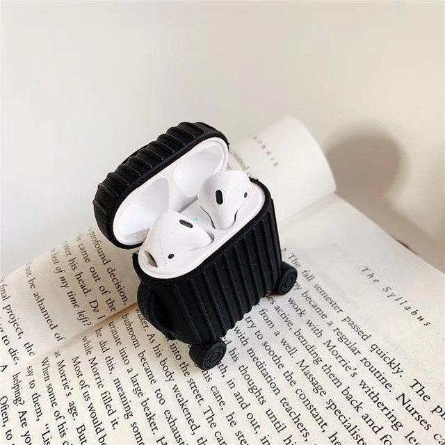 Black Round Luggage AirPods Case Shock Proof Cover