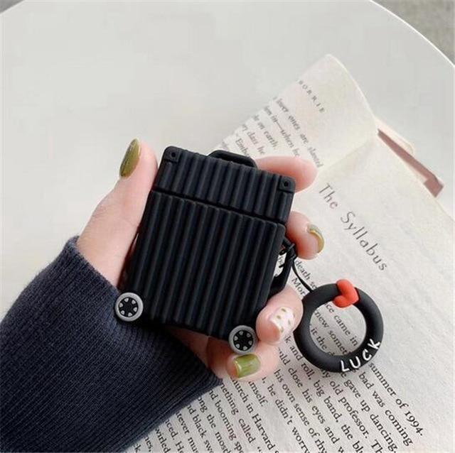 Black Square Luggage AirPods Case Shock Proof Cover