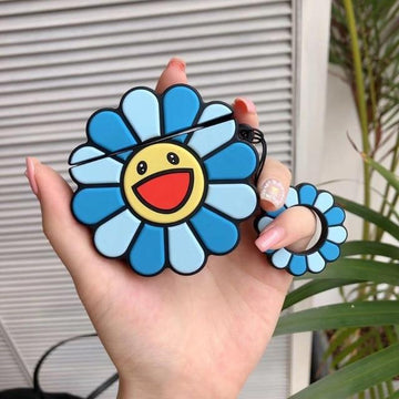 Blue Happy Sunflower Premium AirPods Case Shock Proof Cover