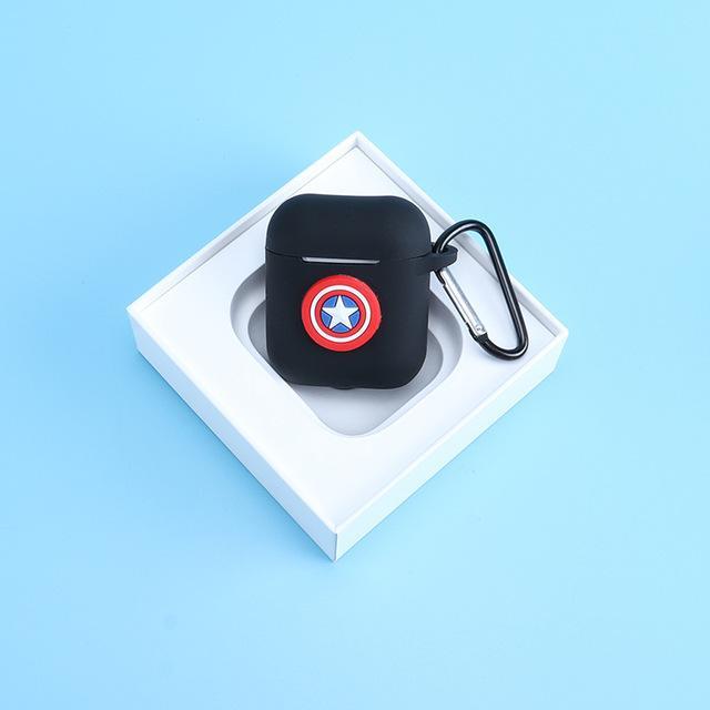 Captain America Logo Black AirPods Case Shock Proof Cover