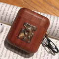 Cherry Wood with Gold Clasp AirPods Case Shock Proof Cover