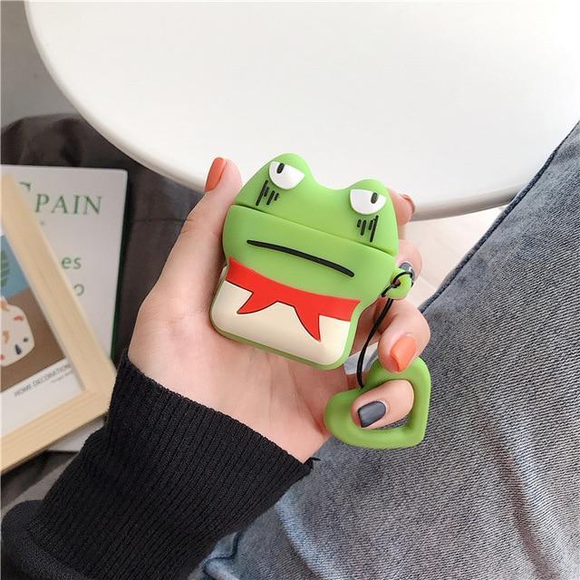 Green Grumpy Frog AirPods Case Shock Proof Cover