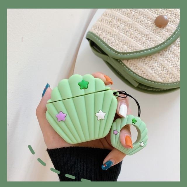 Green Seashell Premium AirPods Case Shock Proof Cover