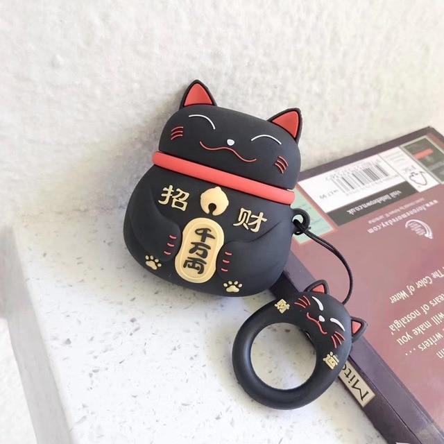 Japanese Maneki-Neko 'Black Cat' Premium AirPods Case Shock Proof Cover