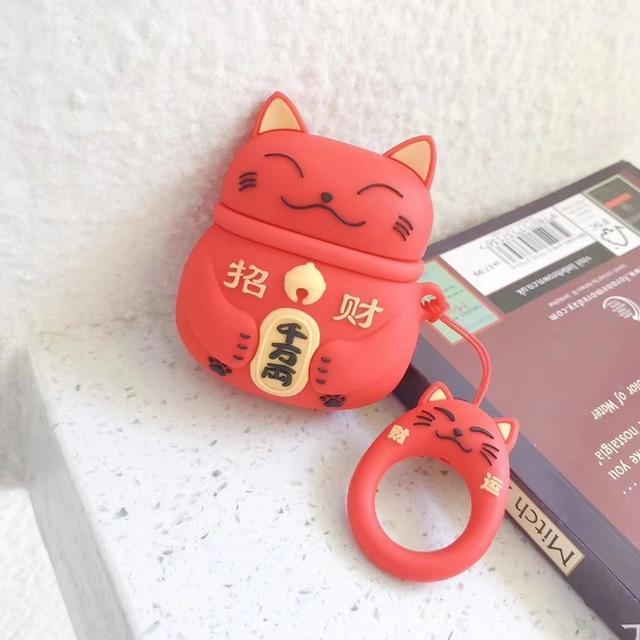 Japanese Maneki-Neko 'White Cat' Premium AirPods Case Shock Proof Cover