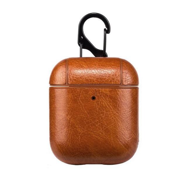 Light Brown Leather AirPods Case Shock Proof Cover