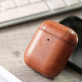 Light Brown Leather AirPods Case Shock Proof Cover