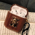 Mahogany Wood with Gold Clasp AirPods Case Shock Proof Cover