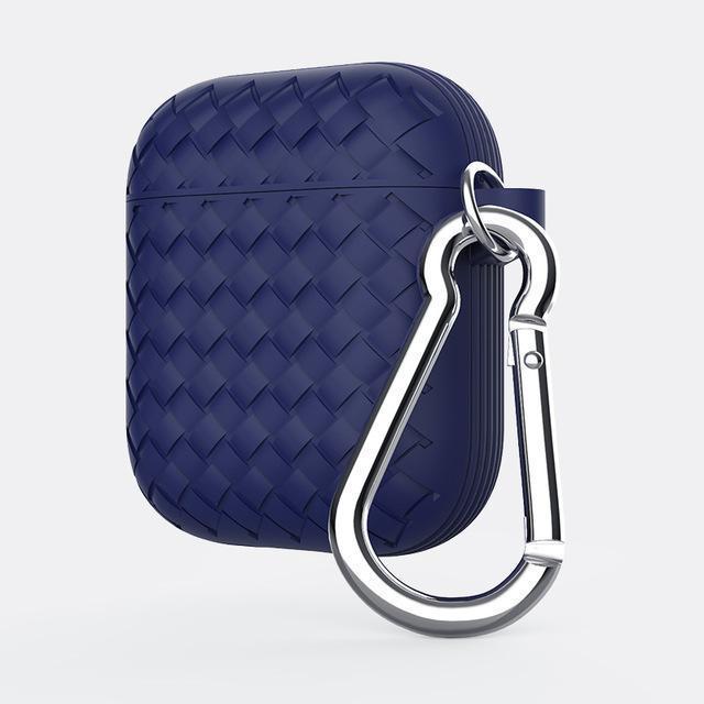 Navy Basket Weave AirPods Case Shock Proof Cover