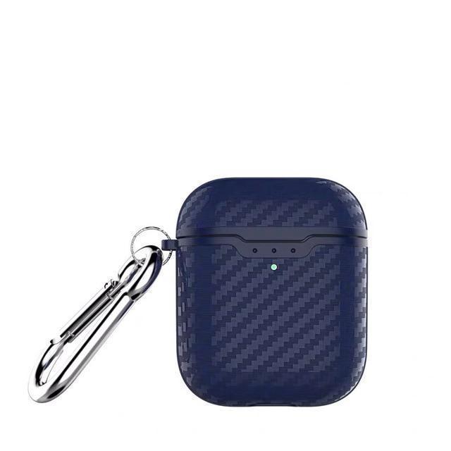 Navy Carbon Fiber Airpod 2 Case Wirless Charging Shock Proof Cover