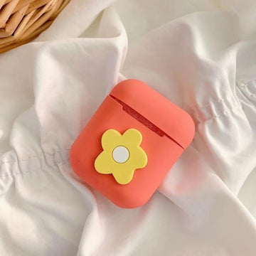 Orange Flower AirPods Case Shock Proof Cover