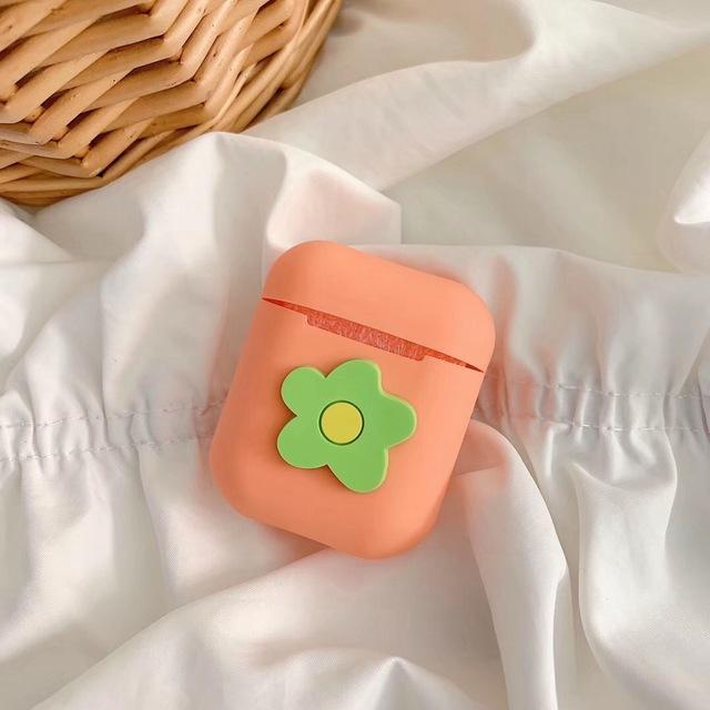 Orange Green Flower AirPods Case Shock Proof Cover