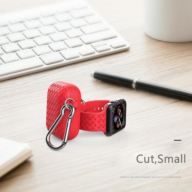 Red Basket Weave AirPods Case Shock Proof Cover