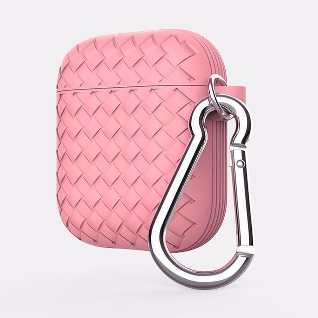 Pink Basket Weave AirPods Case Shock Proof Cover