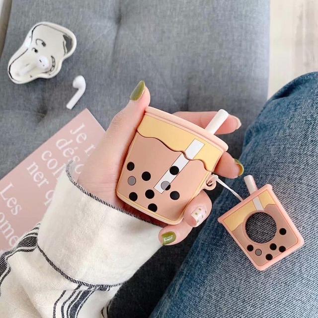 Pink Bubble Tea AirPods Case Shock Proof Cover