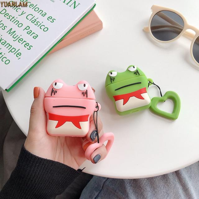 Green Grumpy Frog AirPods Case Shock Proof Cover