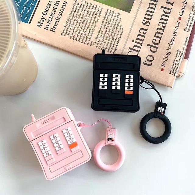 Pink Retro Cell Phone AirPods Case Shock Proof Cover