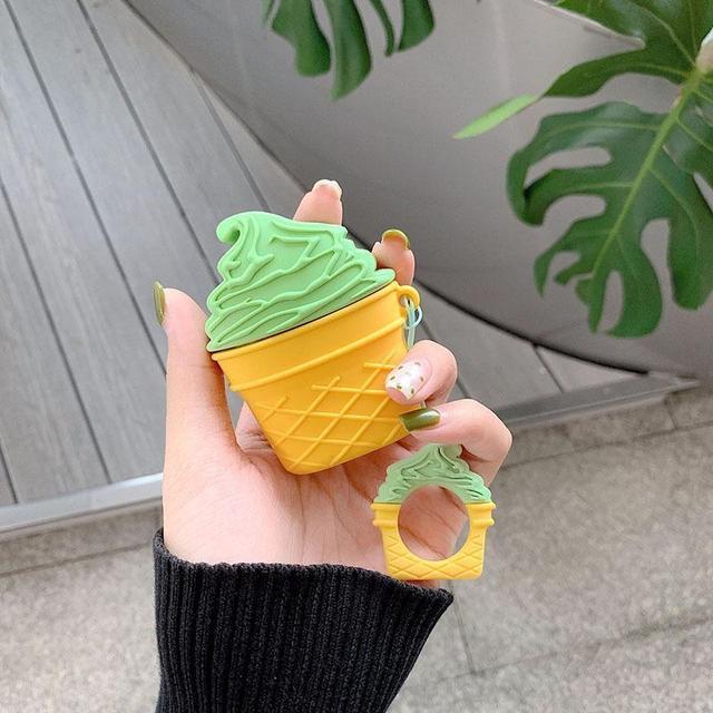 Pistachio Ice Cream Cone Premium AirPods Case Shock Proof Cover