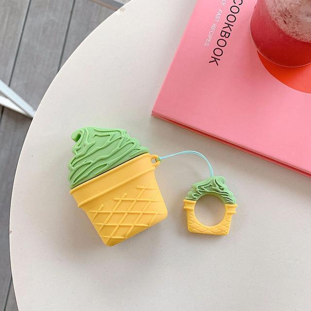 Pistachio Ice Cream Cone Premium AirPods Case Shock Proof Cover