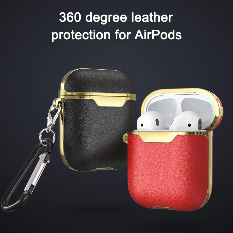 Burgundy and Gold Leather AirPods Case Shock Proof Cover