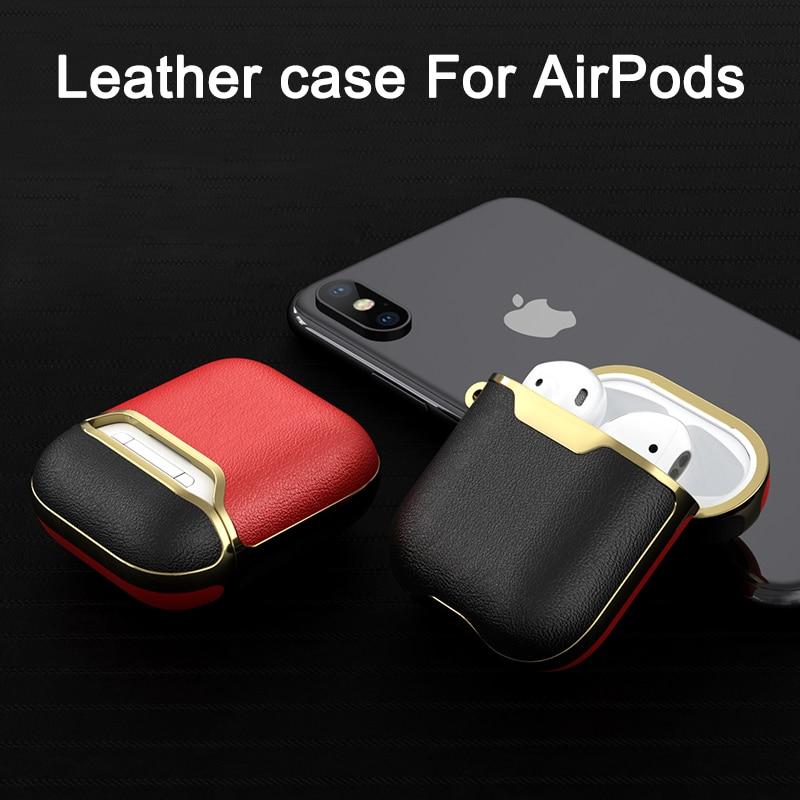 Black and Gold Leather AirPods Case Shock Proof Cover