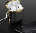 Black and Gold Leather AirPods Case Shock Proof Cover