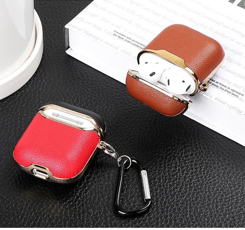 Mocha and Gold Leather AirPods Case Shock Proof Cover