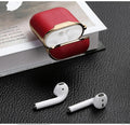 Burgundy and Gold Leather AirPods Case Shock Proof Cover