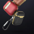 Burgundy and Gold Leather AirPods Case Shock Proof Cover