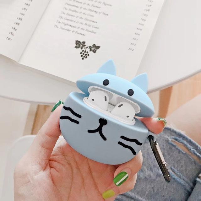 Cute Blue Cat Premium AirPods Case Shock Proof Cover