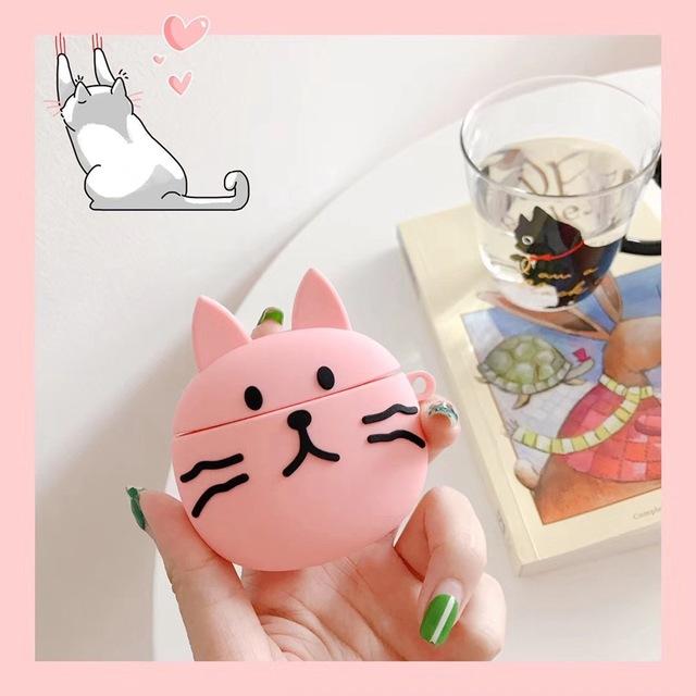 Cute Pink Cat Premium AirPods Case Shock Proof Cover