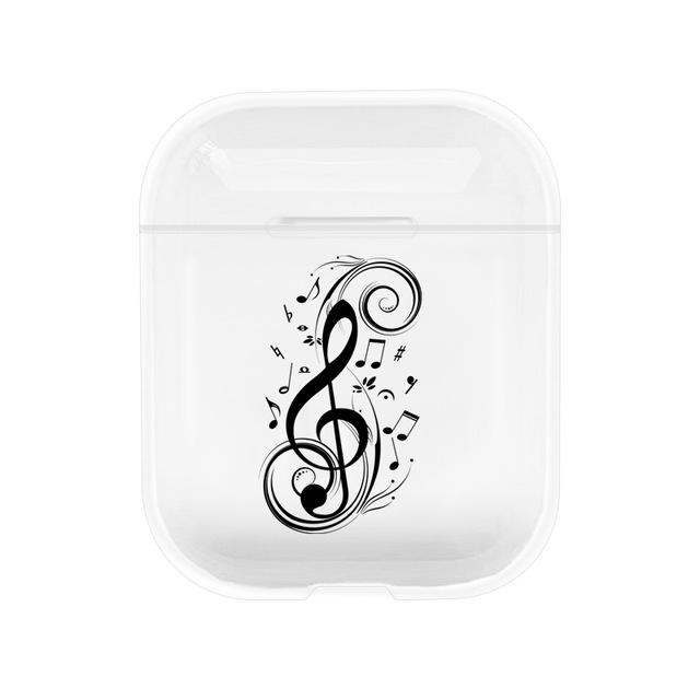 G Clef with Swirling Notes Clear AirPods Case Shock Proof Cover