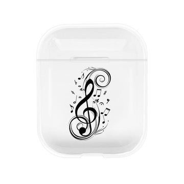 G Clef with Swirling Notes Clear AirPods Case Shock Proof Cover