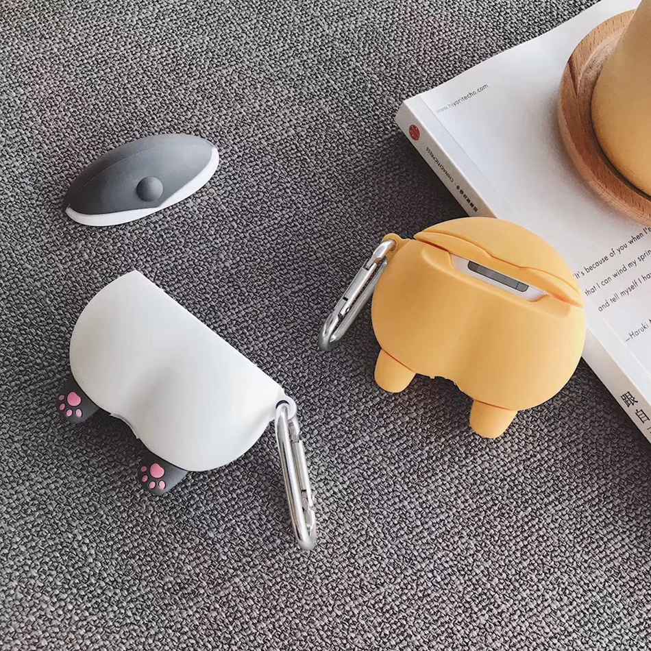 Grey Corgi Cute Dog Butt Premium AirPods Case Shock Proof Cover