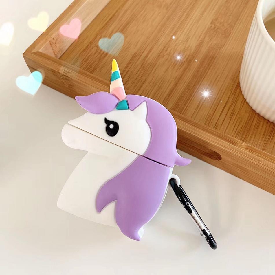 Purple Unicorn with Rainbow Horn Premium AirPods Case Shock Proof Cover