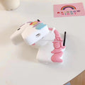 Pink Unicorn with Rainbow Horn Premium AirPods Case Shock Proof Cover