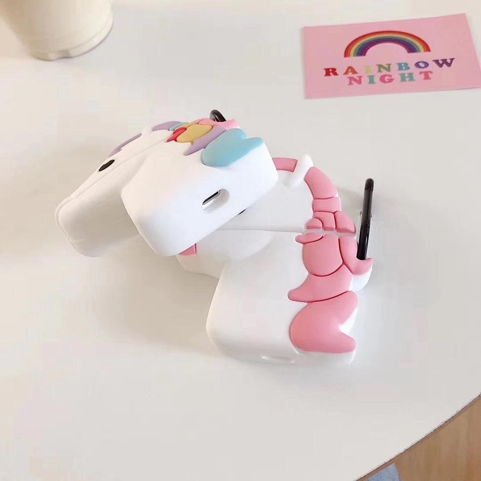 Pink Unicorn with Rainbow Horn Premium AirPods Case Shock Proof Cover