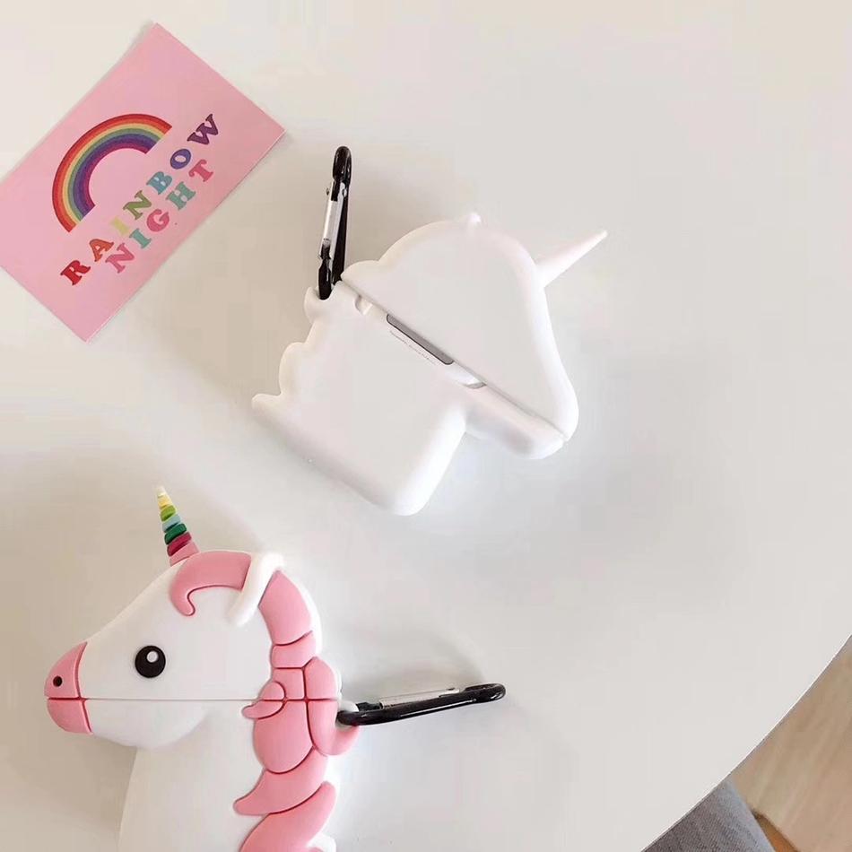 Pink Unicorn with Rainbow Horn Premium AirPods Case Shock Proof Cover