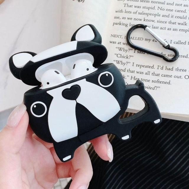 Black Walking Bulldog Premium AirPods Case Shock Proof Cover