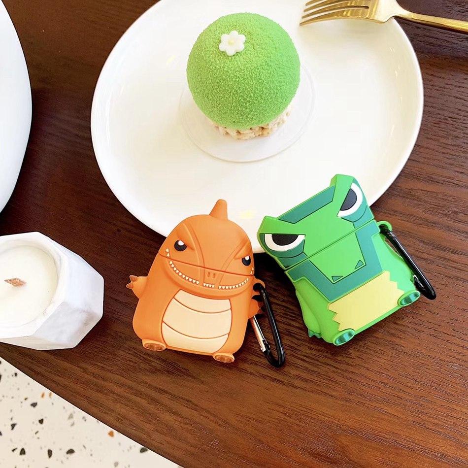 Cute Orange Dino Premium AirPods Case Shock Proof Cover