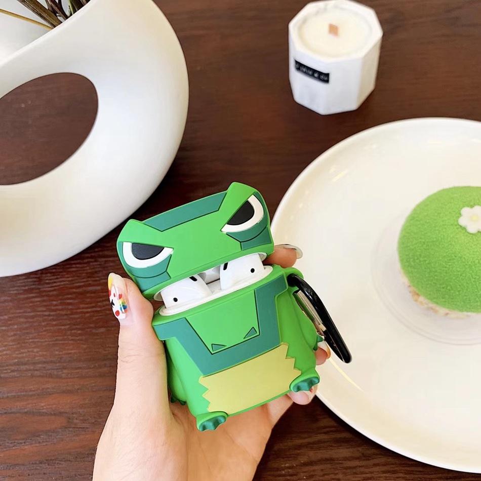 Cute Green Angry Dino Premium AirPods Case Shock Proof Cover